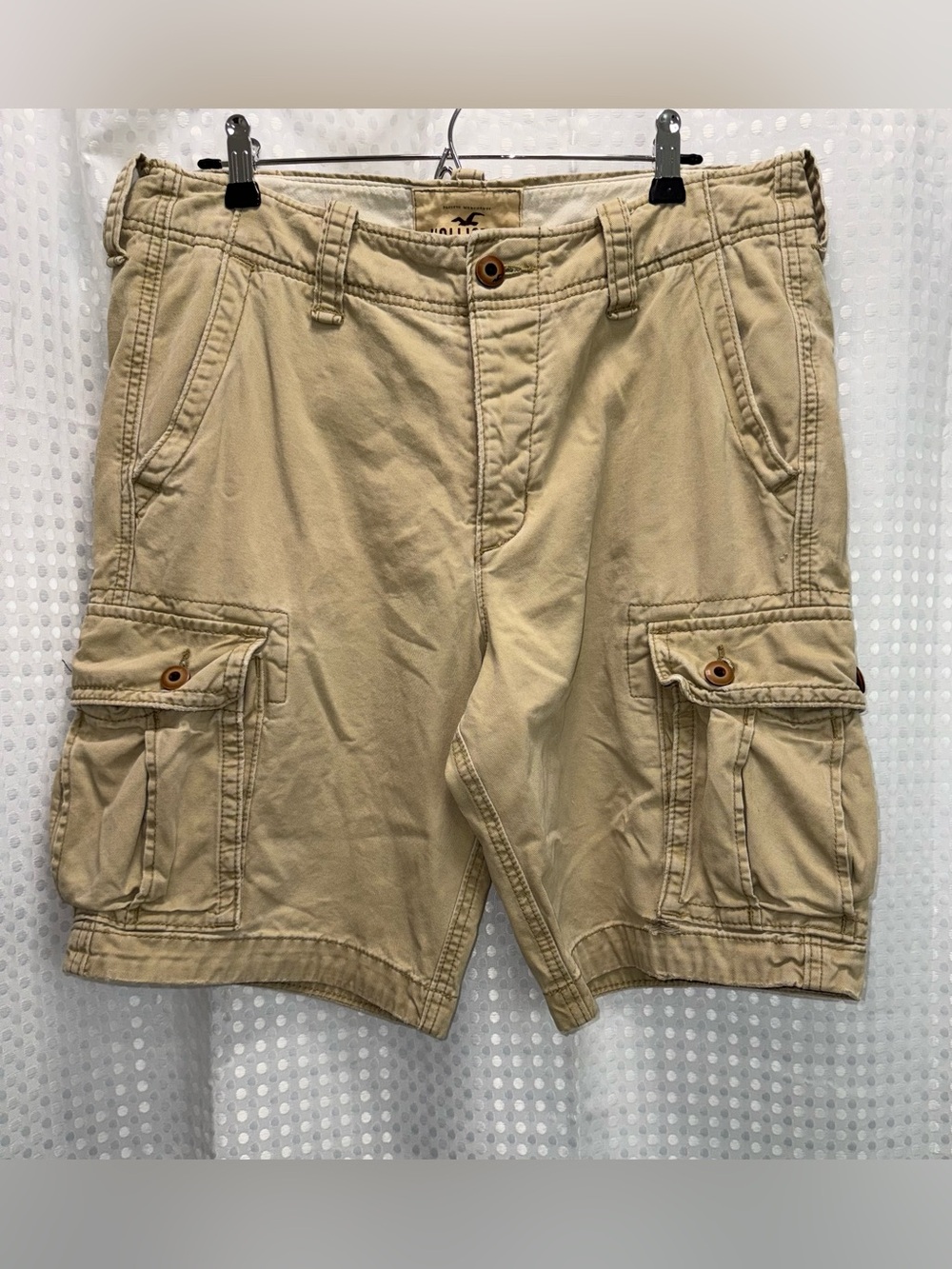 Vintage Hollister Cargo Khaki Mens Y2K 100% Cotton Shorts Size 33